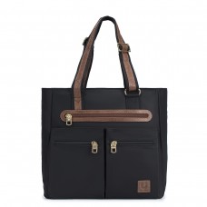 ULA ULA Cavendish Adjustable Handle Fine Nylon Leather Trim Multi Pockets Tote Bag (RFID Pocket Inside)
