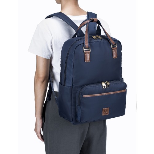 Fine Nylon Leather Trim 14” Laptop Backpack
