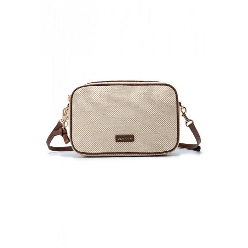 Cavendish Cotton Jute Leather Trim Zip Compartment Crossbody